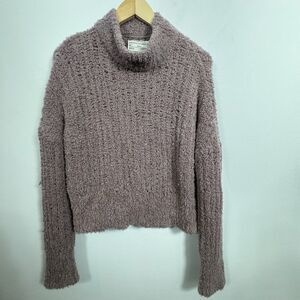 REI Coop Sweater Womens Medium Fuzzy Wool Blend Mock Neck Cozy Warm Mauve